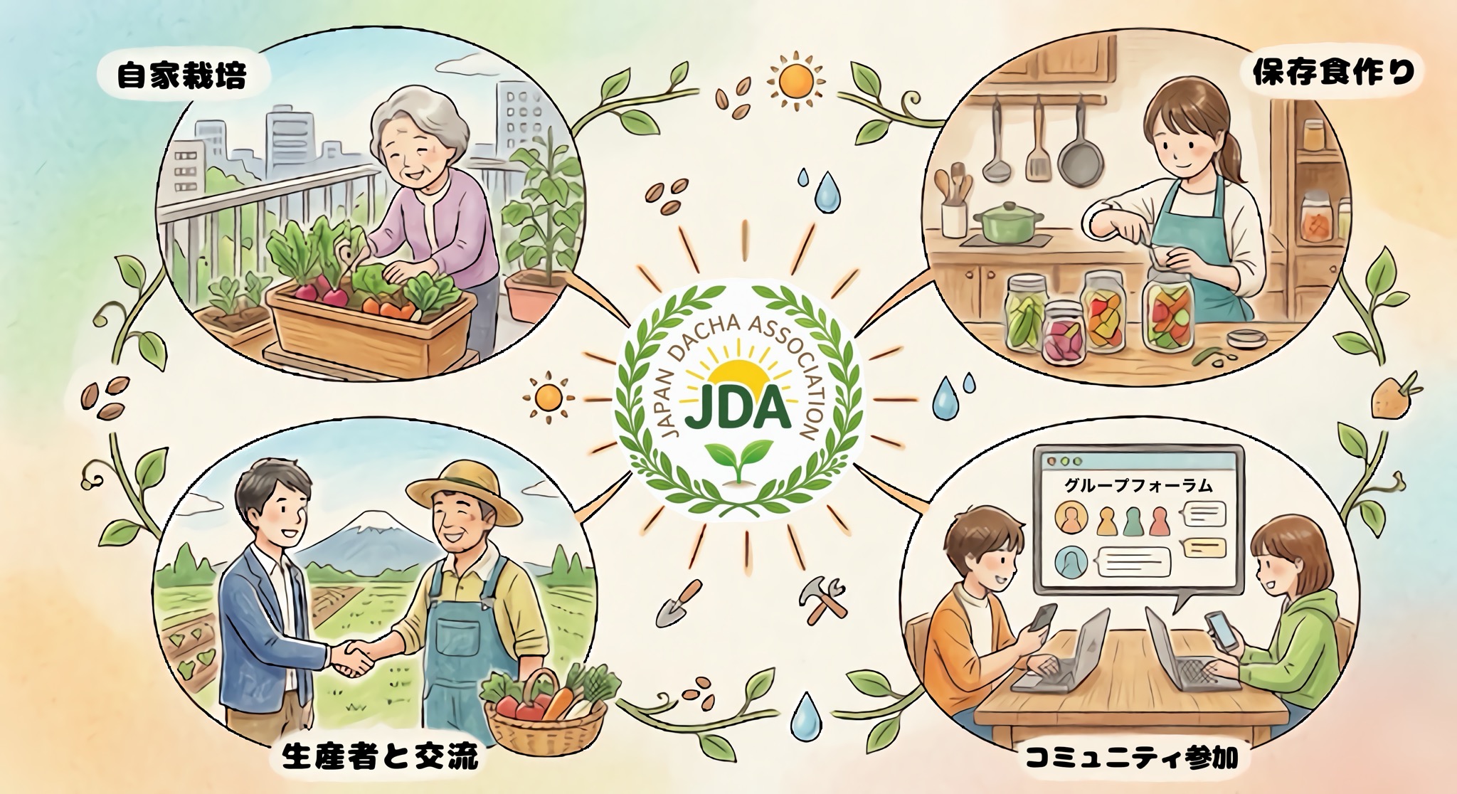 活動イメージ・JDAを中心とした輪の形
